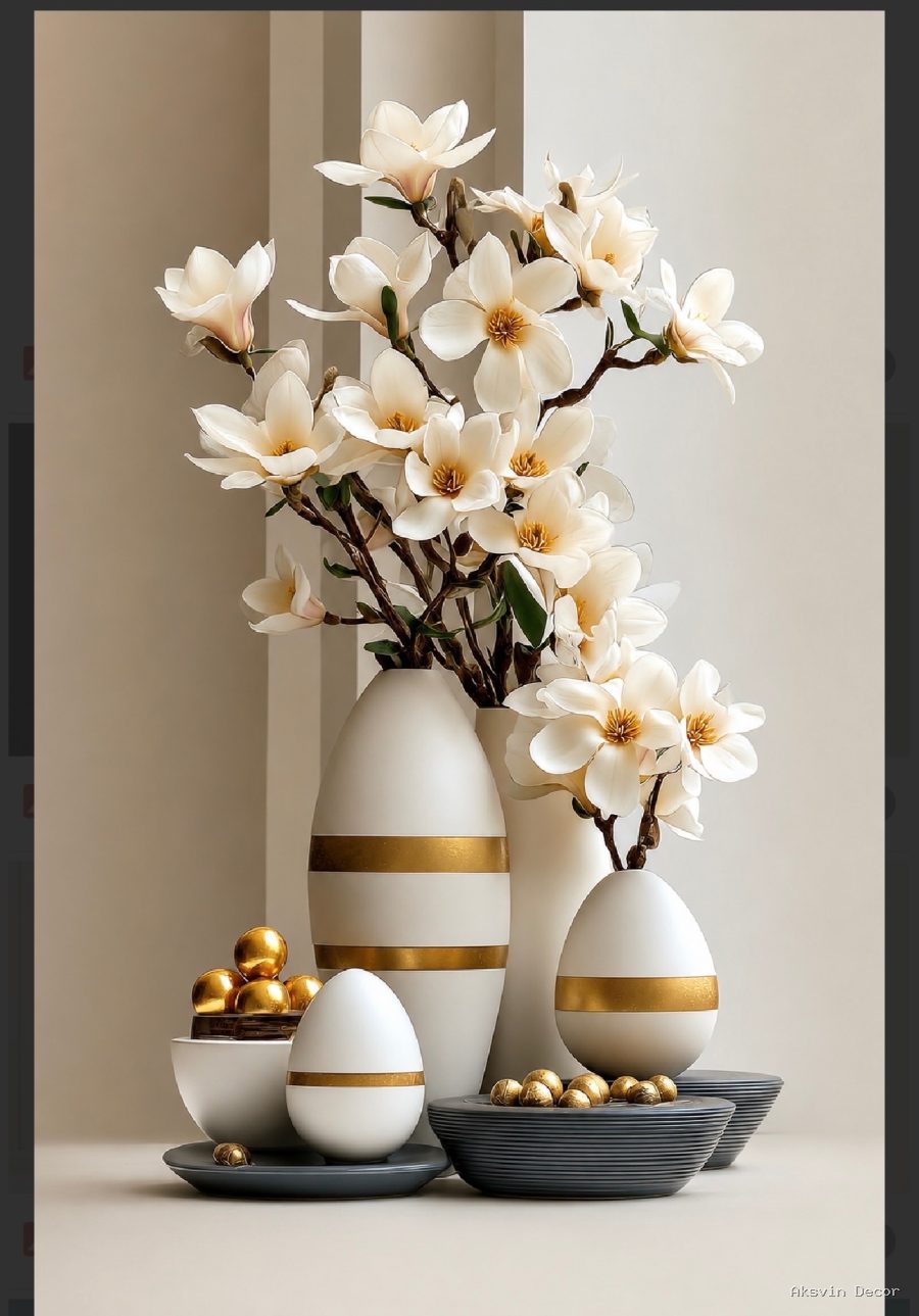 White vase with white flowers